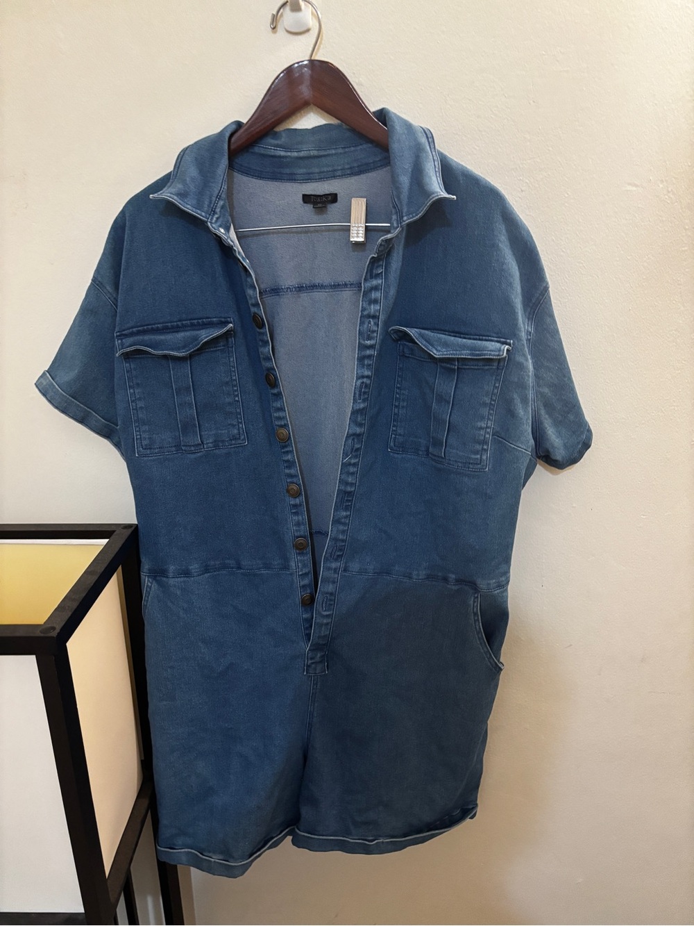 Denim Short Sleeve Romper - Blue